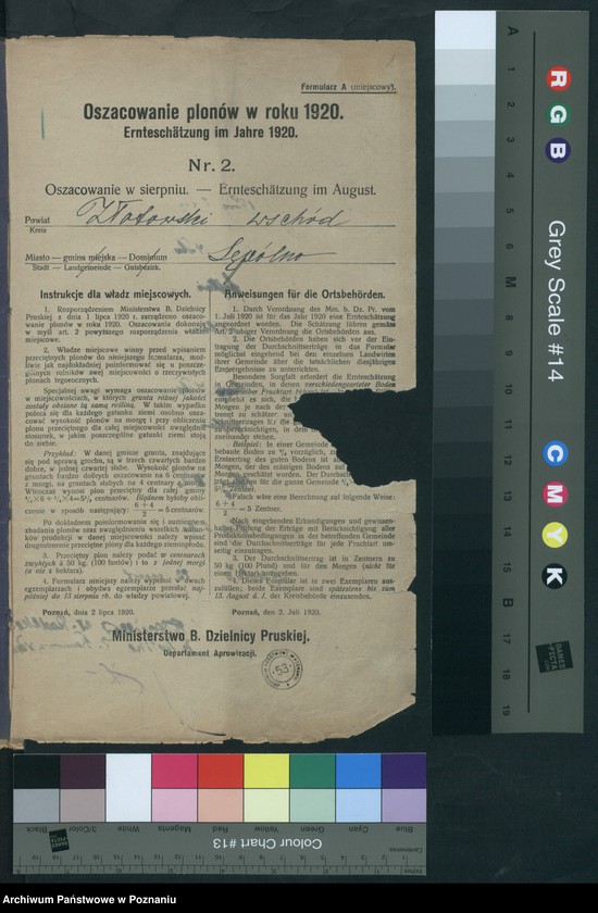 Obraz 3 z jednostki "[Oszacowanie plonów w powiecie złotowskim w roku 1920"