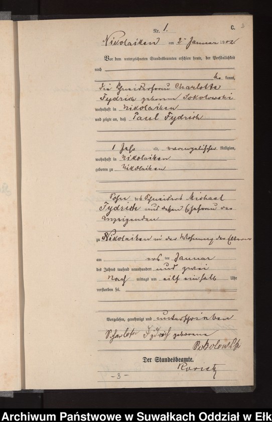 image.from.unit.number "Sterbe-Haupt-Register des Königlichen Preussischen Standes-Amtes Nikolaiken Kreis Sensburg"