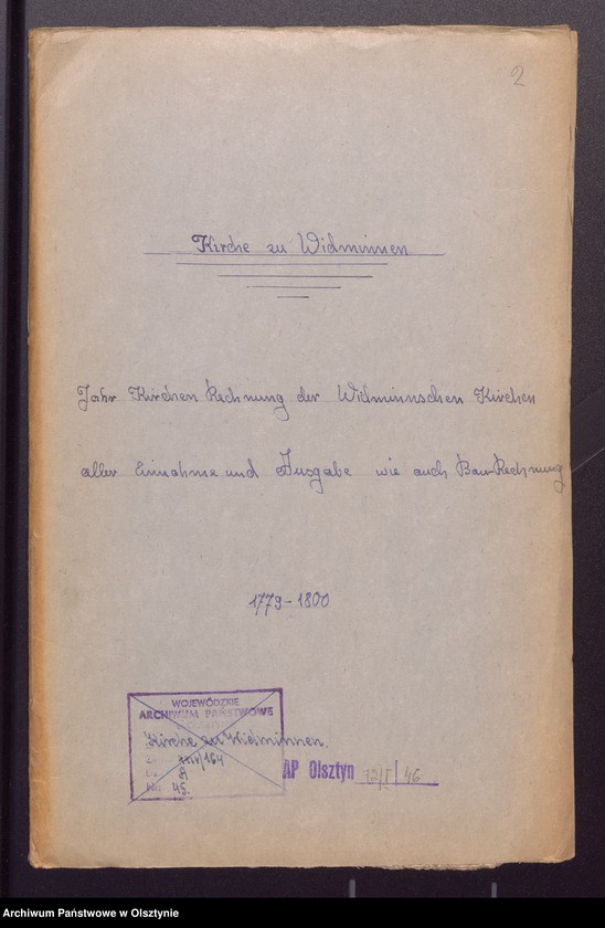 image.from.unit.number "Jahr Kirchen Rechnung der Widminschen Kirchen aller Einnahme und Ausgabe wie auch Bau-Rechnung"