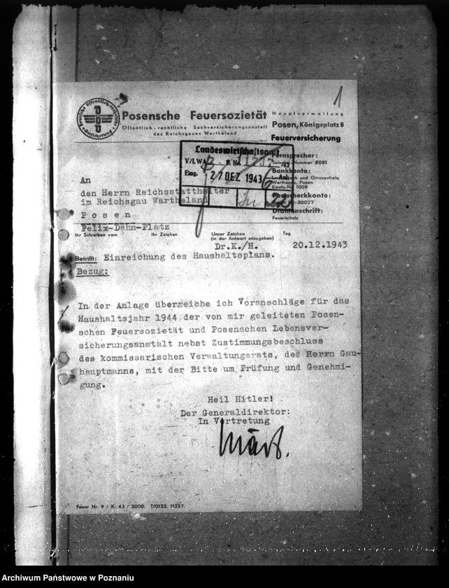 Obraz 5 z jednostki "Haushaltspläne der Posenschen Feuer- und Lebensversicherung"