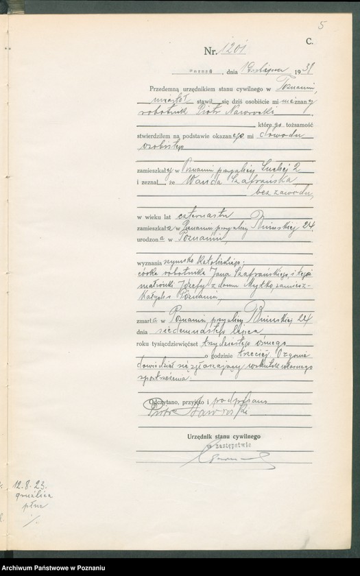 Obraz 7 z jednostki "Księga miejscowa zgonów tom III [Rejestr główny zgonów]"