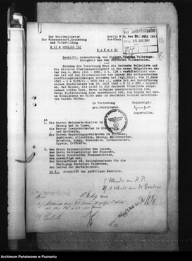 Obraz 18 z jednostki "Aussonderung von Kindern fremder Volkszugeherigkeit aus den deutschen Schulen [szkolna dla dzieci polskich]"