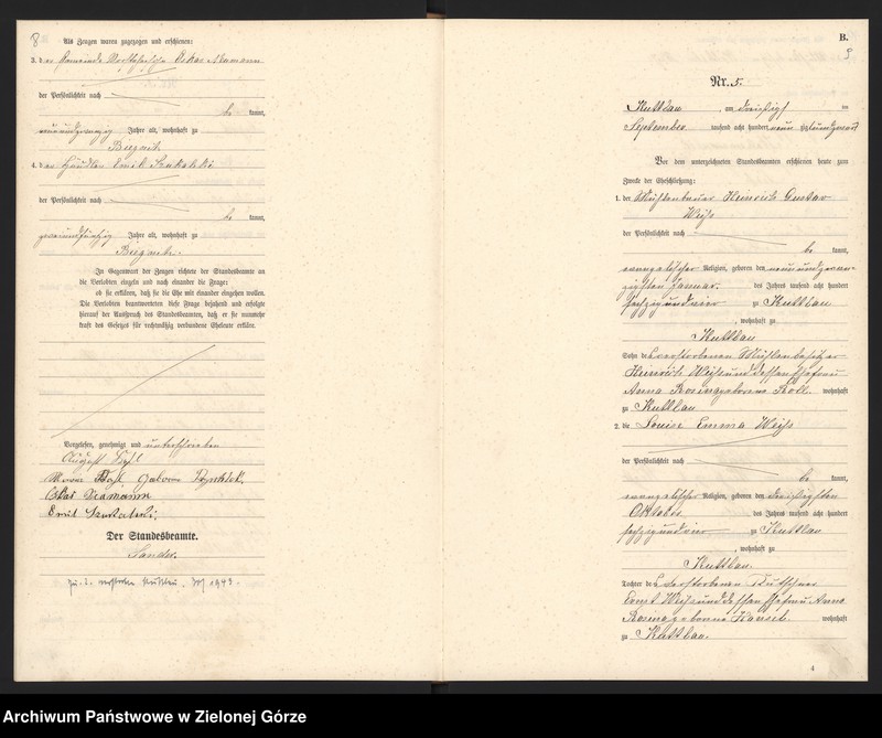 Obraz 7 z jednostki "Heiraths-Haupt-Register Standes-Amt Kuttlau 1890"