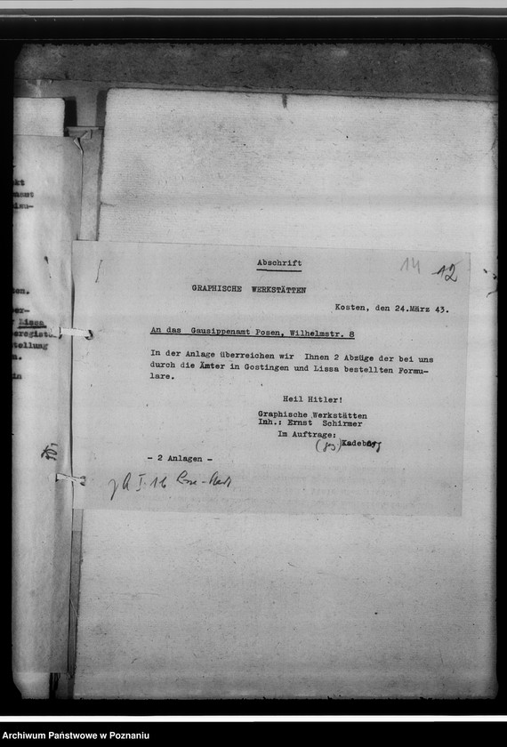 Obraz 18 z jednostki "[Sprawy związane z organizacja i działalnością Miejskiego Urzędu do Spraw Genealogicznych w Lesznie]"