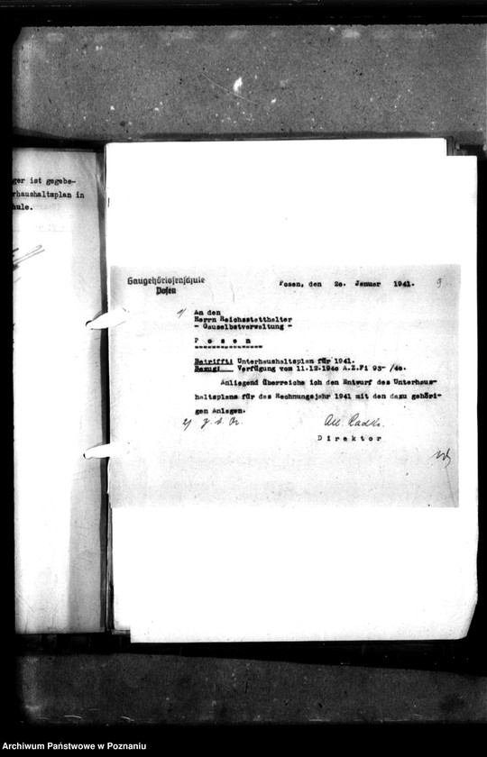 Obraz 14 z jednostki "Unterhaushaltplan - 4301. Gaugehörlosenschule, Posen. [Plany finasowe, budżety, sprawy finansowo-gospodarcze Szkoły]."