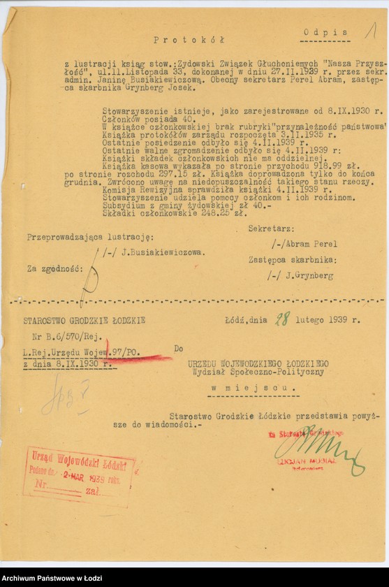 Obraz 4 z jednostki "Żydowski Związek Głuchoniemych "Nasza Przyszłość" w Łodzi"