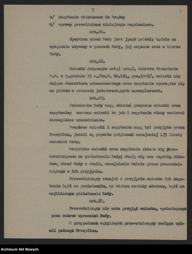image.from.unit.number "Regulamin Rady Narodowej Rzeczypospolitej Polskiej na emigracji. Zmiany w regulaminie proponowane przez prezydenta W. Raczkiewicza"
