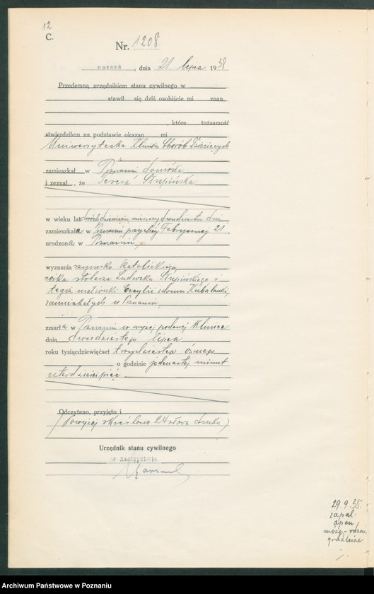 Obraz 14 z jednostki "Księga miejscowa zgonów tom III [Rejestr główny zgonów]"