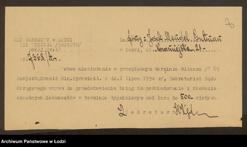 Obraz 10 z jednostki "Josek Mendel Gulman- sprzedaż manufaktury i przędzy"