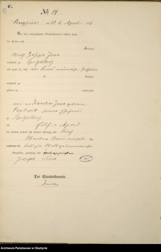 image.from.unit.number "Haupt-Sterbe-Register Nr 1 - 41"