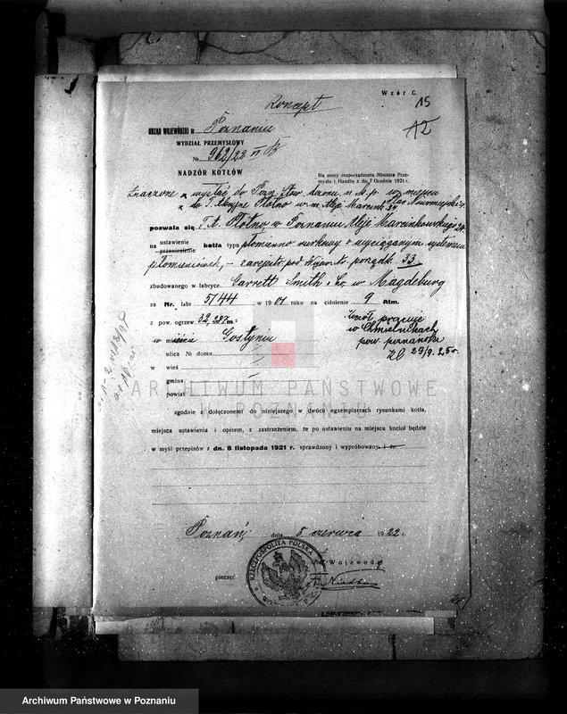 Obraz 19 z jednostki "/Zatwierdzenie projektu budowy i urządzenia spichlerza przy młynie parowym, F-my W. Hasiński w Gostyniu/"