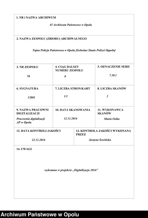 Obraz 1 z jednostki "Polnisch Marianische Kongregation - Schomberg Kr. Beuthen"