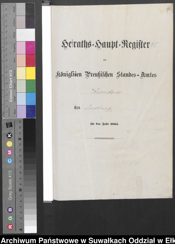 image.from.unit.number "Heiraths-Haupt-Register des Königlich Preussischen Standes-Amtes Wosnitzen Kreis Sensburg"