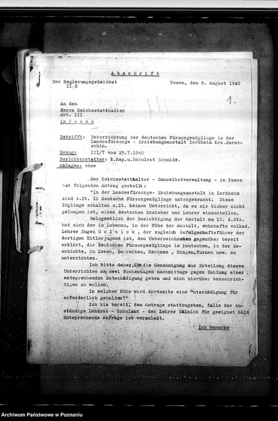 Obraz 5 z jednostki "Beschulung von Kindern in Erziehungsanstalten. Beschulung blinder und taubstummer Kinder."