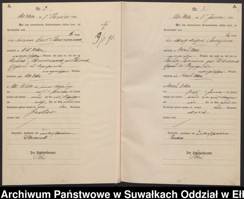 image.from.unit.number "Geburts-Haupt-Register des Königlichen Preussischen Standes-Amtes Ukta Kreis Sensburg"