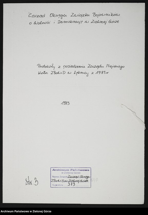 image.from.unit.number "Protokóły z posiedzenia Zarządu Miejskiego Koła ZBoWiD w Łęknicy z 1983 r"