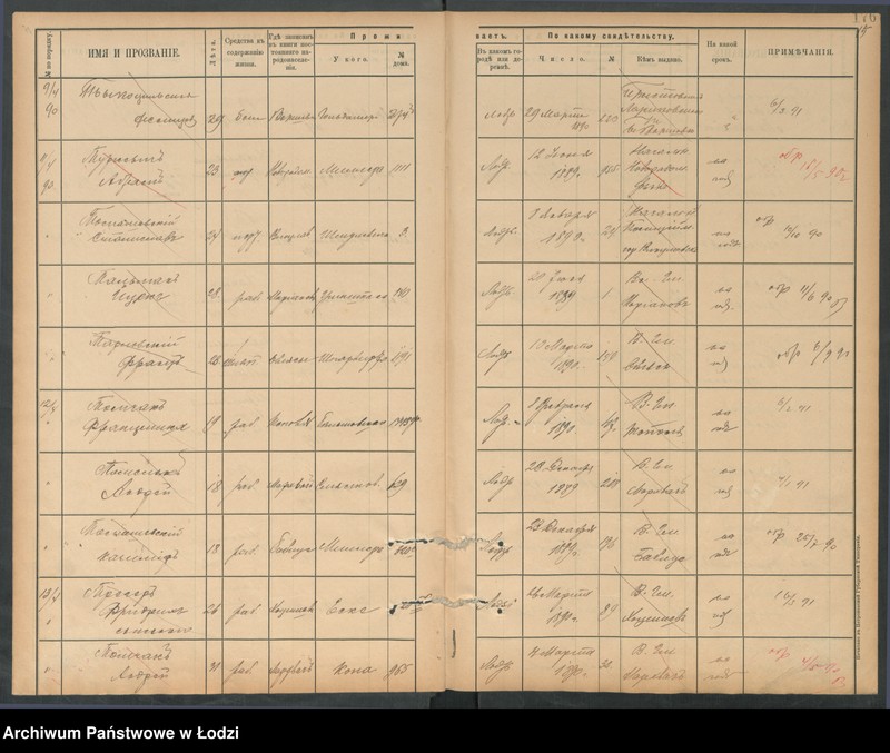 Obraz 17 z jednostki "[Księga ludności niestałej m. Łodzi lit. T]"