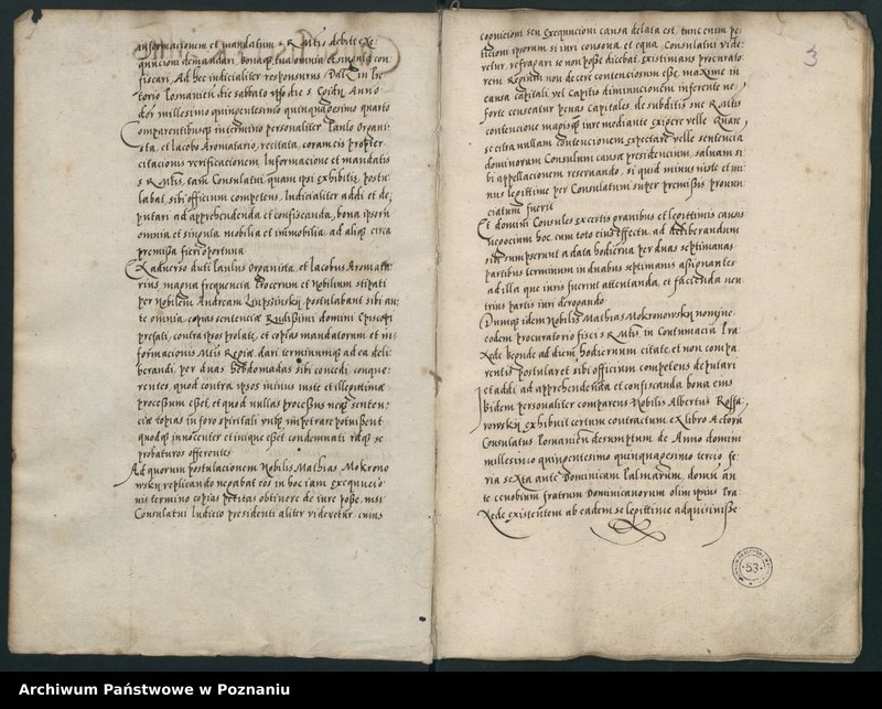 Obraz 6 z jednostki "Liber actorum civilium Posnaniensium incipitur ab feria tertia ante festum s.Mathei evangeliste anni domini 1554 usque ad annum 1556 ... sub B.W. notario."