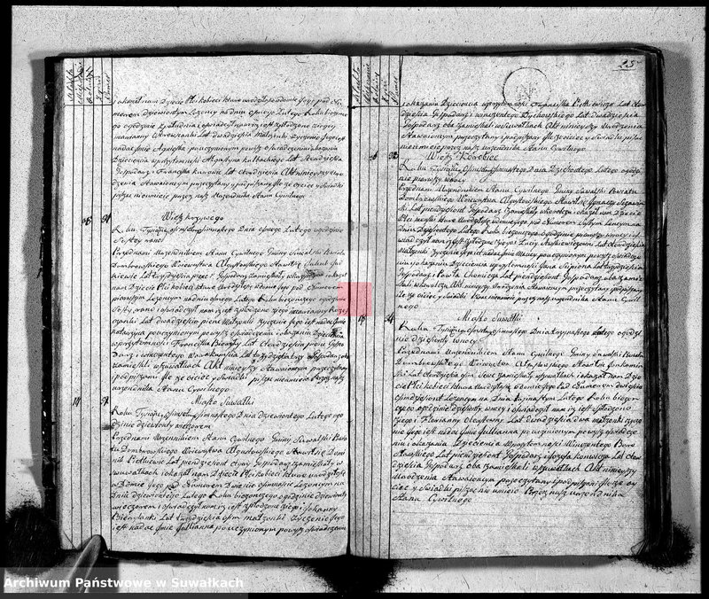 Obraz 15 z jednostki "Księga urzędnika stanu cywilnego gmniny suwalskiey zawierająca w sobie akta urodzonych od dnia 1-go stycznia 1818"