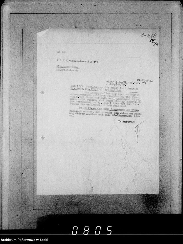 Obraz 18 z jednostki "J[uden] 406-420 [Wnioski Żydów z Getta o zwrot należności za pracę lub towar wzięty na kredyt]"