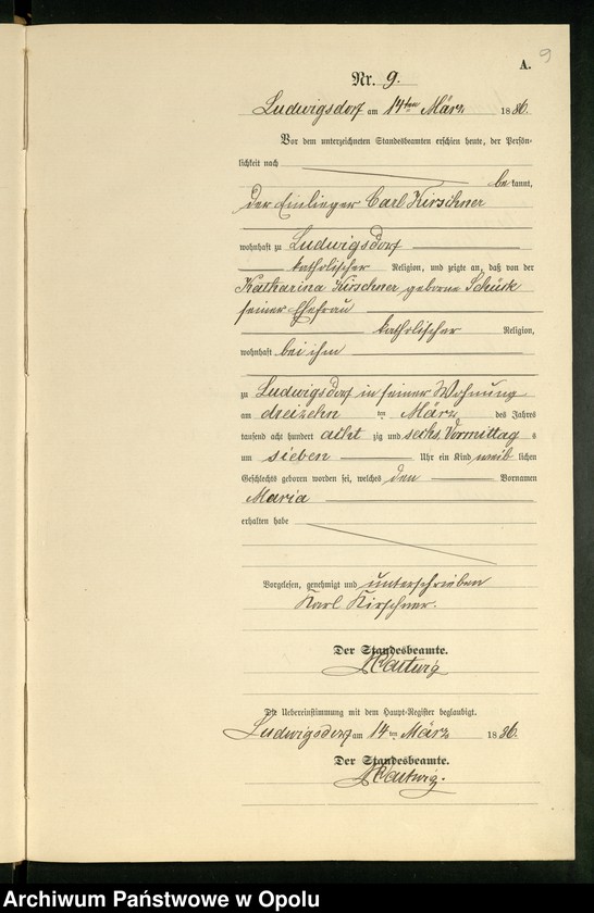 Obraz 13 z jednostki "Geburts-Neben-Register des Standesamts Ludwigsdorf pro 1886"