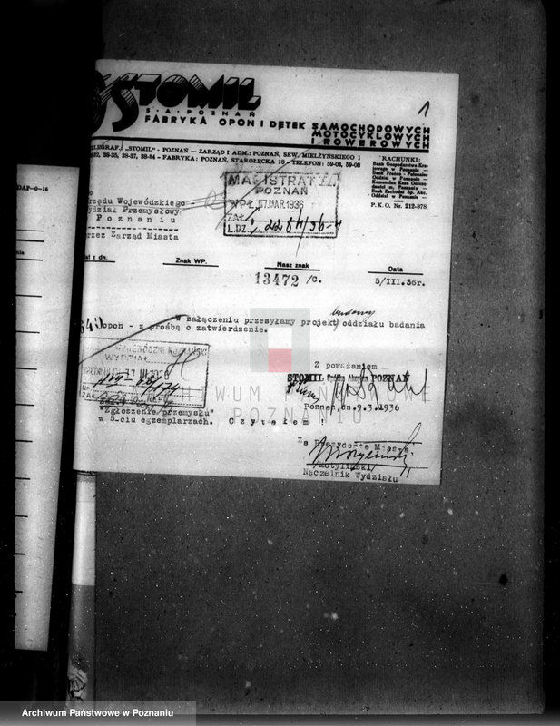 image.from.unit.number "Zatwierdzenie zakładu przemysłowego Firmy Stomil Spółka Akcyjna w Poznaniu /projekt budowy oddziału badania opon/"