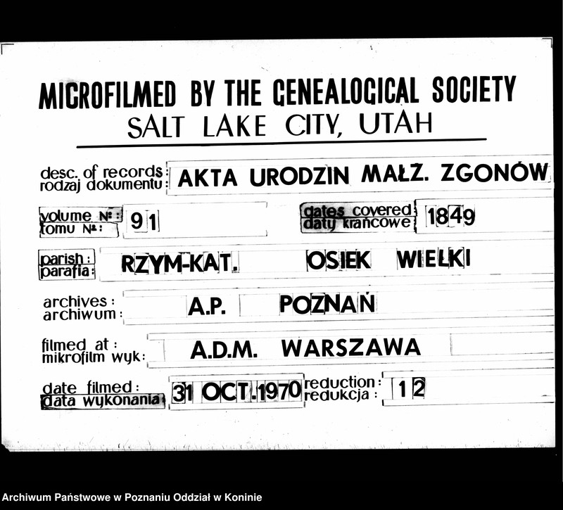 Obraz 1 z jednostki "Duplikat urodzeń, małżeństw i zejść"