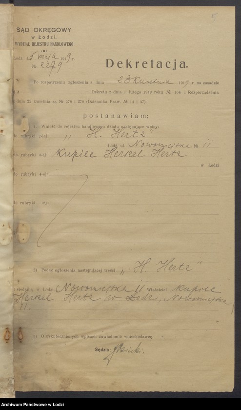 Obraz 7 z jednostki "Herszel Hertz- skład manufaktury"