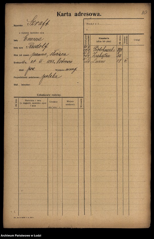 Obraz 12 z jednostki "[Spis ludności Łodzi] Szpulińska-Szron"