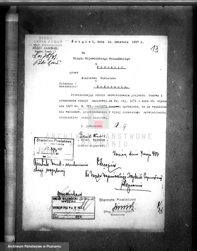 Obraz 17 z jednostki "Zatwierdzenie zakładu przemysłowego stacji napędowej Ernesta Bintscha w Śmiglu, pow. kościański"