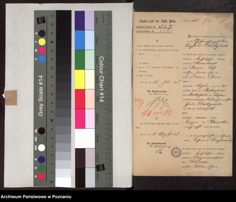 Obraz 3 z jednostki "Die von den Verlobten beigebrachten Urkunden zur Eheschliessung pro 1898"