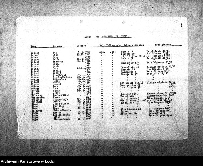 Obraz 7 z jednostki "[Alfabetyczny spis mieszkańców getta. Litera U]"