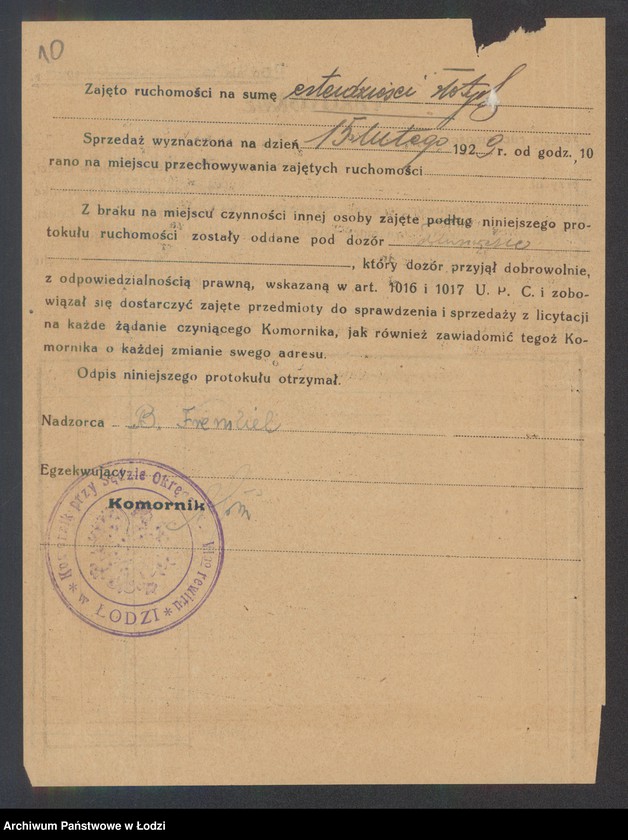 Obraz 12 z jednostki "Blima Frenkiel- sprzedaż towarów bawełnianych"