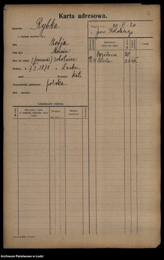 Obraz 9 z jednostki "[Spis ludności Łodzi] Rybka-Rynczkowski"