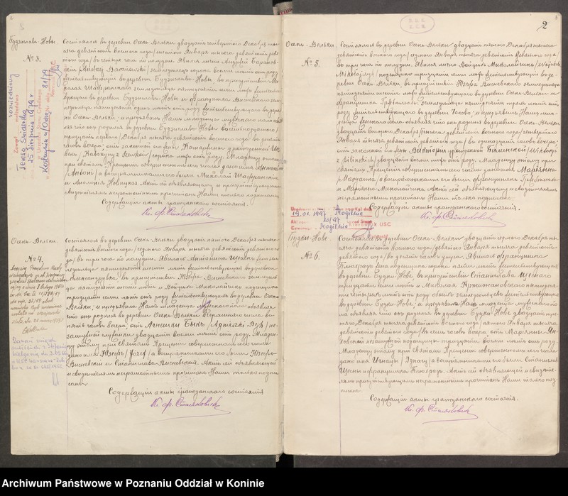 Obraz 4 z jednostki "Księga akt urodzeń, małżeństw, zgonów Parafia Rzymskokatolicka Osiek Wielki [za] rok 1909"