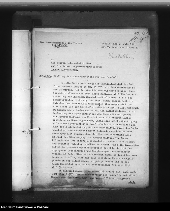 Obraz 15 z jednostki "Erlasse und Bestimmungen"