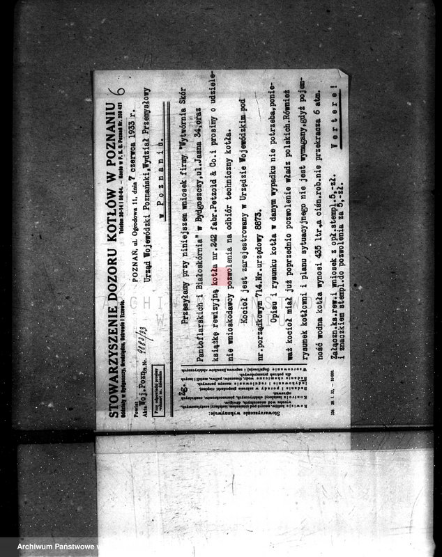 Obraz 12 z jednostki "Wytwórnia skór pantoflarskich i białoskórnia w Bydgoszczy - nr woj. kotła 714"