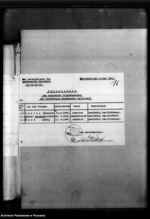 Obraz 20 z jednostki "Kreis Konin. Zgłoszenia zmarłych i zaginionych miejscowych Niemców w 1939 roku"