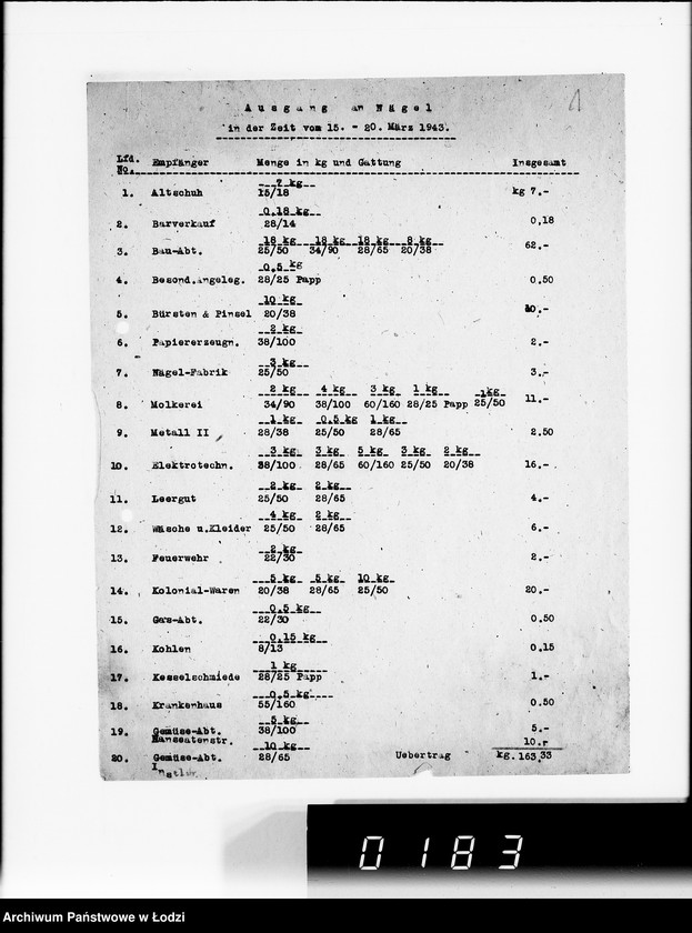 Obraz 5 z jednostki "Lager.Bestandsmeldungen"