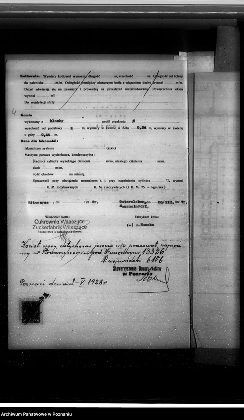 Obraz 8 z jednostki "Cukrownia w Witaszycach nr fabr. kotła 736 nr woj. kotła 6106"