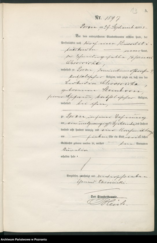 Obraz 16 z jednostki "Księga urodzeń t. V"