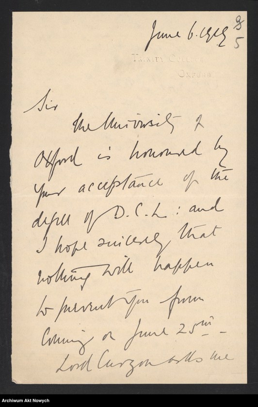 image.from.unit.number "Korespondencja dotycząca nadania dyplomów doktoratów honoris causa przez uniwersytety amerykańskie, angielskie. Przemówienia I. J. Paderewskiego na uroczystościach nadania mu dyplomów. Dyplomy: Doctor of Laws, honoris causa, Columbia University; patrz t.1015,1082, 1204; brak s.1-4,40-45,57-73,107-126 (25 VII 2003 r.)"