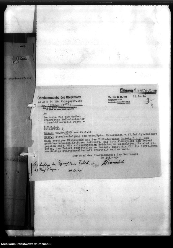 Obraz 8 z jednostki "Poszukiwanie kapitana B. Kruszyńskiego w celu ukarania go za rzekome wystąpienia przeciw Niemcom"