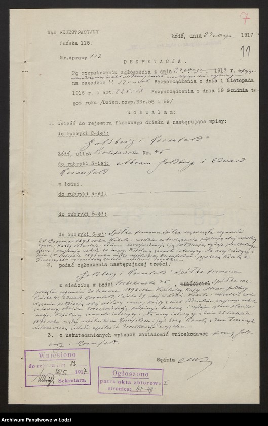 Obraz 13 z jednostki "Goldberg i Rosenfeld- spółka handlowa"