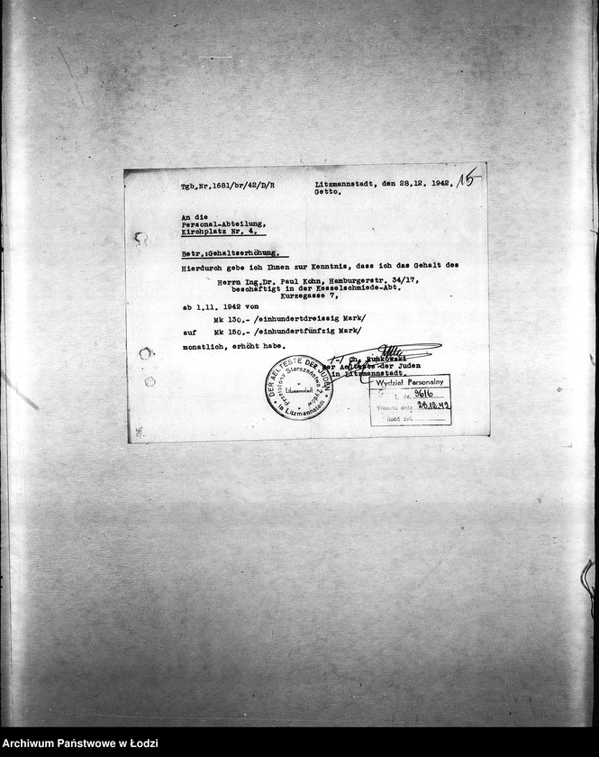 Obraz 18 z jednostki "[Korespondencja z wydziałami: Odzieży, Spraw Specjalnych, Centralnym Biurem Resortów Pracy, Ubezpieczeń, Próśb i Zażaleń oraz innymi w sprawach personalnych, zatrudnienia i płac] "