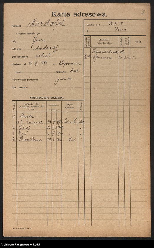 Obraz 8 z jednostki "[Spis ludności Łodzi] Mardofel - Markgraf"