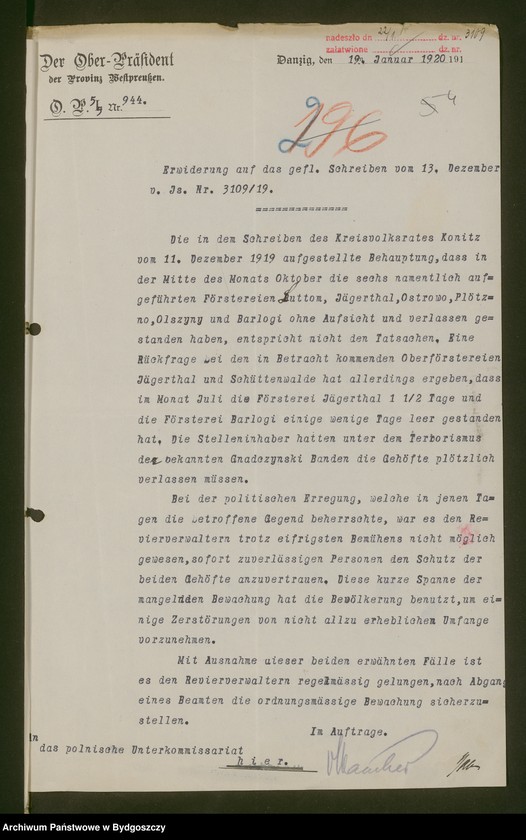 image.from.unit.number "[Korespondencja z nadprezydentem Prowincji Prus Zachodnich]"