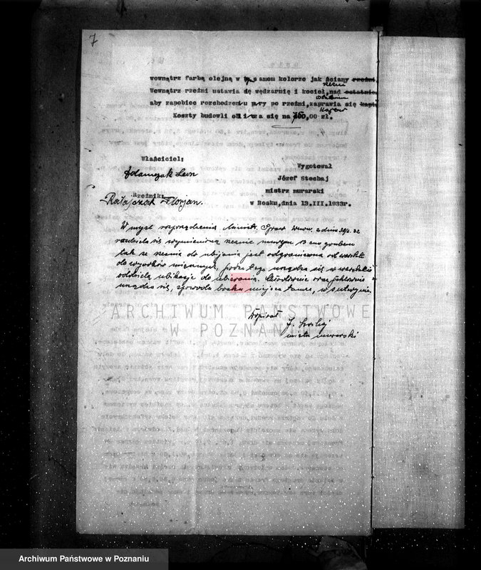 Obraz 11 z jednostki "Zatwierdzenie zakładu przemysłowego rzeźni Leona Adamczaka w Gulczu pow. czarnkowski"