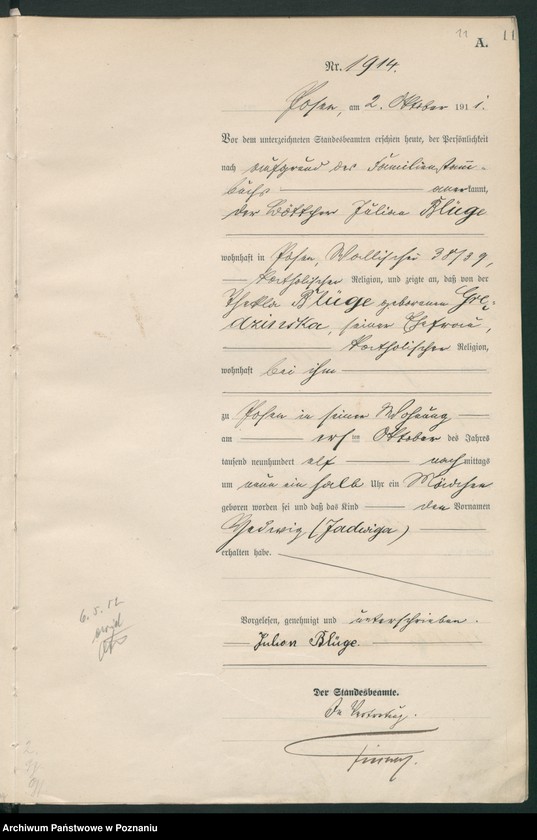 Obraz 12 z jednostki "Księga miejscowa urodzeń tom V-VI [Rejestr główny urodzeń]"