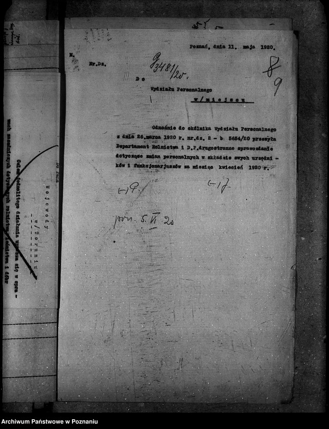 Obraz 14 z jednostki "Sprawy osobowe. Sprawozdania miesięczne stanu personelu departamentu"